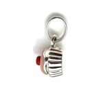 Vintage pink enamel cupcake charm by Links of London with cherry detail, perfect for sweetie bracelets