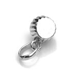 Side view of the 2011 Links of London Pink Cupcake Charm showcasing its sterling silver craftsmanship