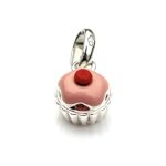 Sterling silver and pink enamel Links of London Pink Cupcake Charm from 2011 in good condition