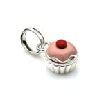 Close-up of the 2011 Links of London Pink Cupcake Charm with original split ring attachment