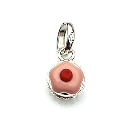 Vintage 2011 Links of London Pink Cupcake Charm with sterling silver base and pink enamel icing.