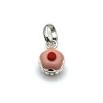 Top view of the Links of London Pink Cupcake Charm showing off its cherry-topped pink enamel icing
