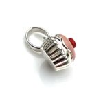 Links of London Pink Cupcake Charm, 2011 vintage with pink enamel icing and cherry, ideal for necklaces