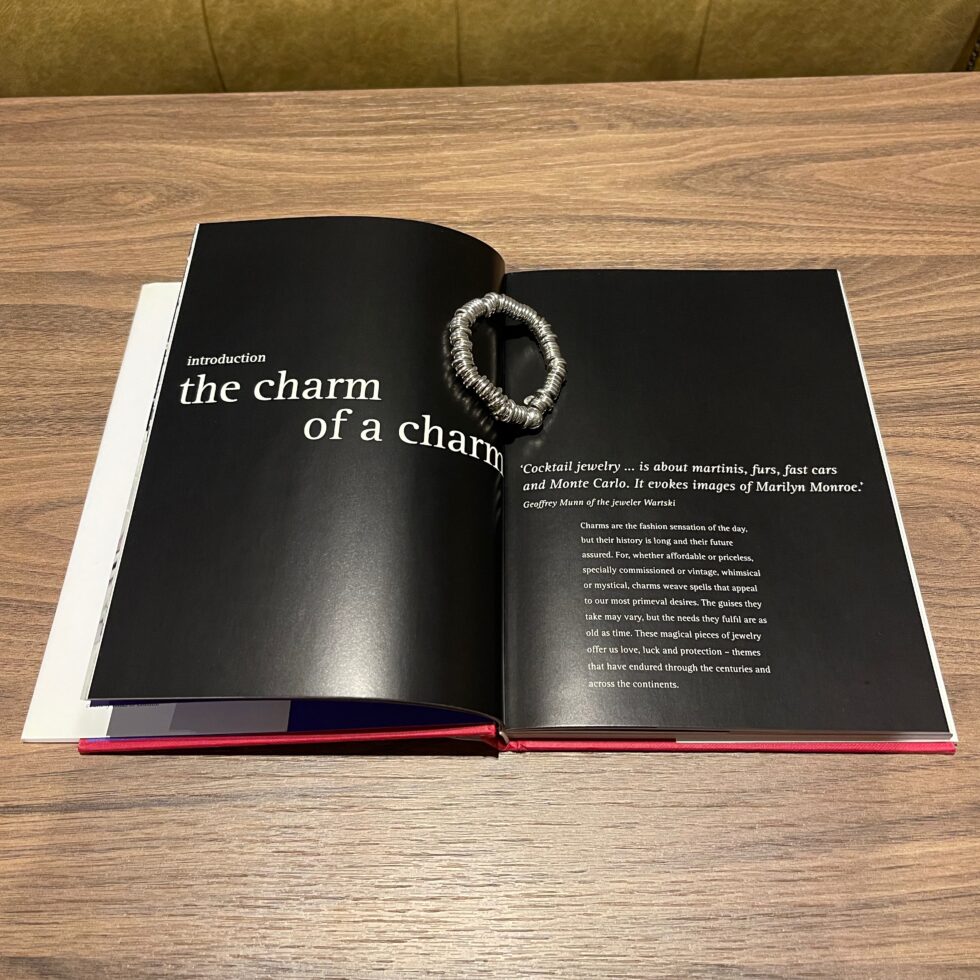 Close-up of detailed illustrations from Charming: The Magic of Charm Jewelry showing various charm designs.