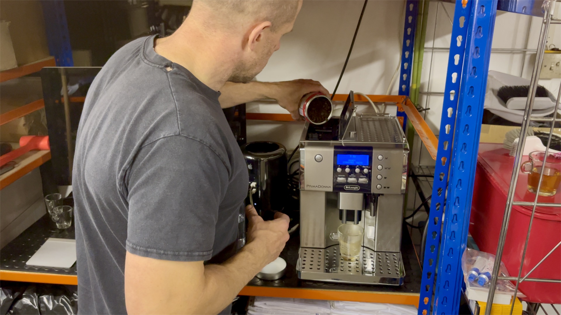 Delonghi Prima Donna starting up for its first coffee test at Links London headquarters.