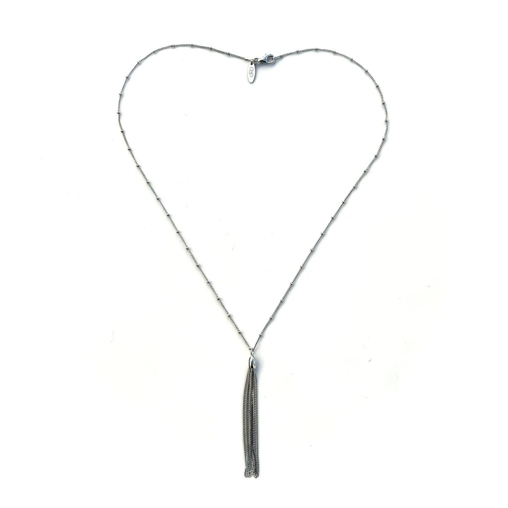 Beaded chain of Links of London Raindance necklace, sterling silver.