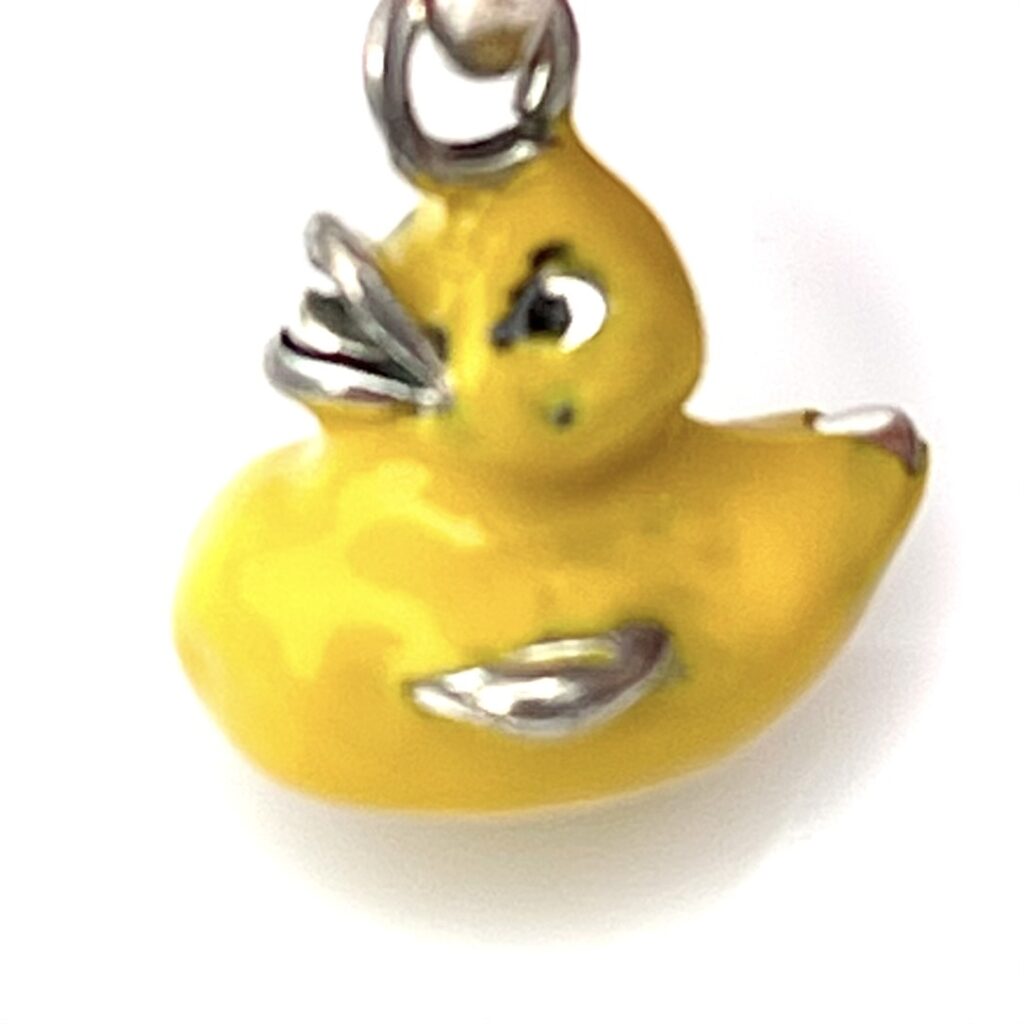 Rear view of the Links of London Rubber Ducky Enamel Charm, yellow enamel with silver accents