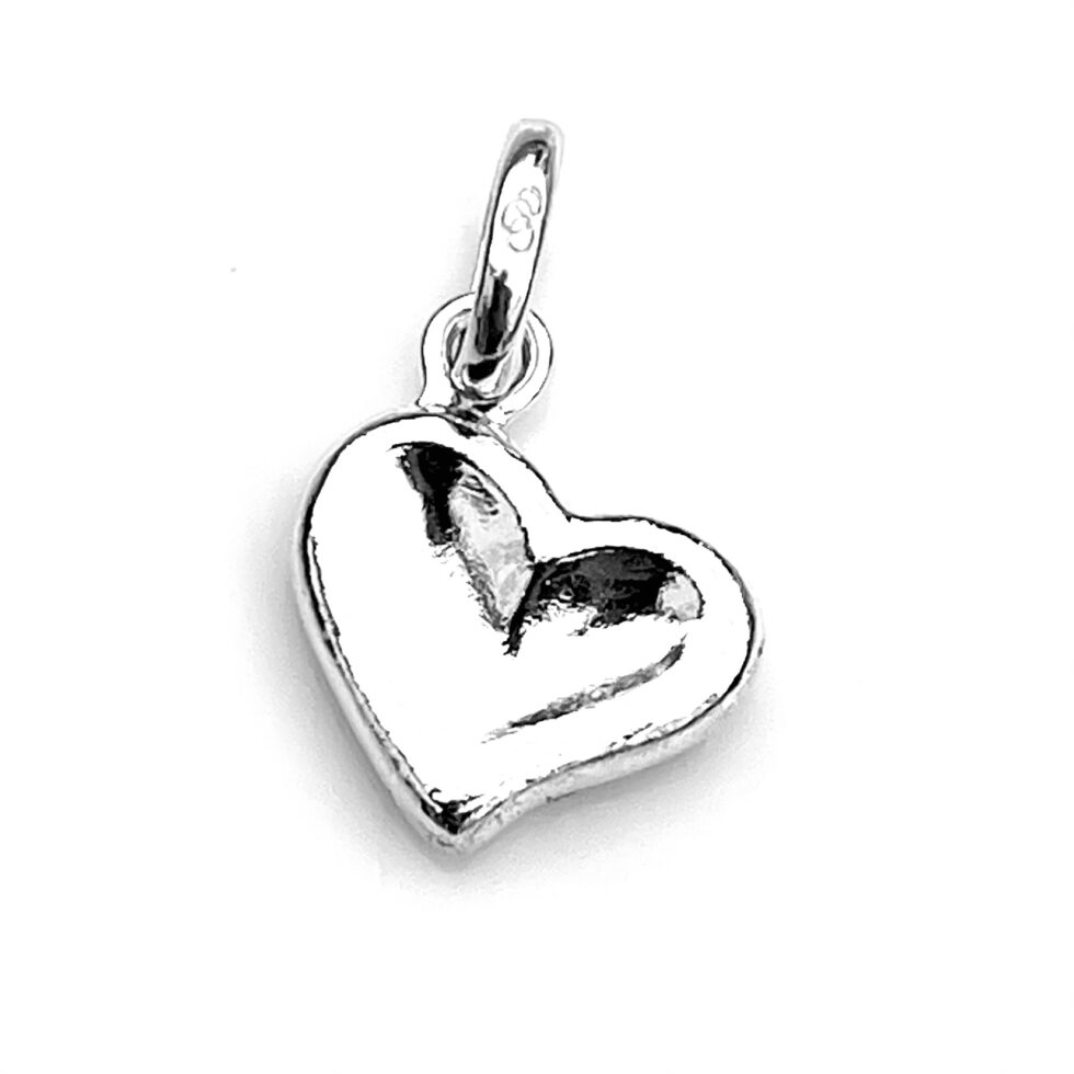 Sterling silver heart charm with 9mm x 7mm bail for bracelet or necklace