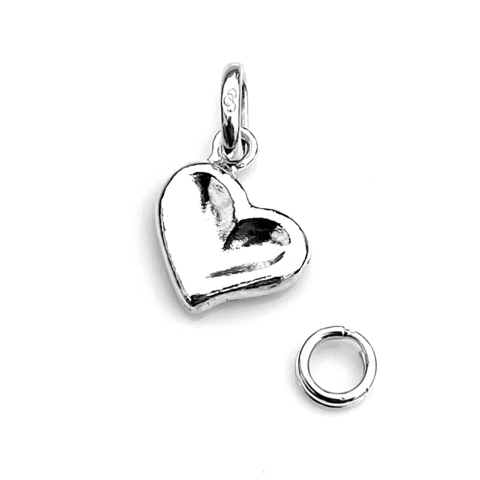 Thumb Print Heart Charm with fitted bail for necklace or bracelet.