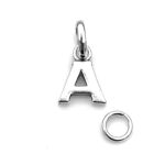 Initial A charm displayed with the 7mm split ring