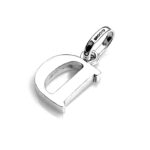Close-up of the polished sterling silver finish on the Letter D charm
