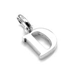 Detailed shot of the Letter D charm from an angled top view