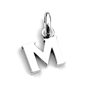 Side view showing the sleek polished finish of the Initial M charm