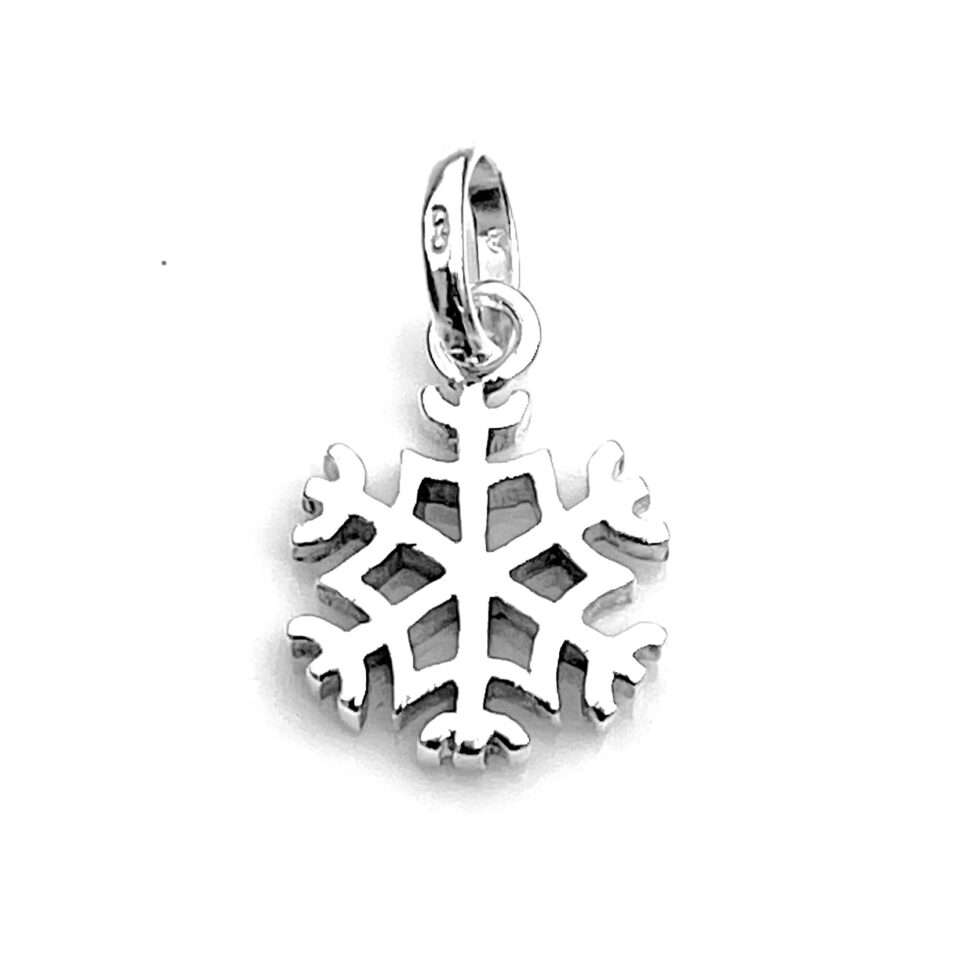 Top view of the charm highlighting its snowflake design