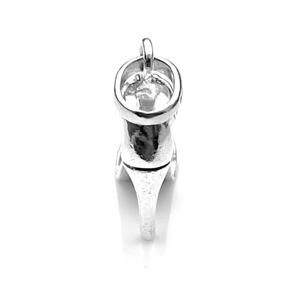 Lifestyle image: high heel shoe charm worn with a matching silver chain