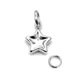 Thumbprint star charm displayed with 7mm split ring for easy attachment