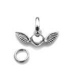 Winged Heart charm displayed with 7mm split ring for easy attachment