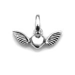Close-up of the oval bail and jump ring on the Winged Heart charm