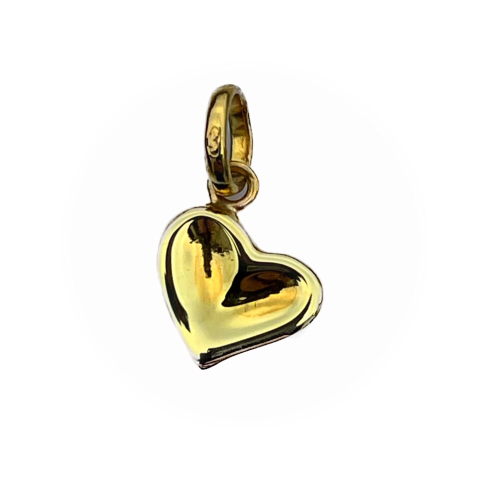 Front view of 2011 Links of London Thumbprint Heart charm plated in 18ct gold vermeil