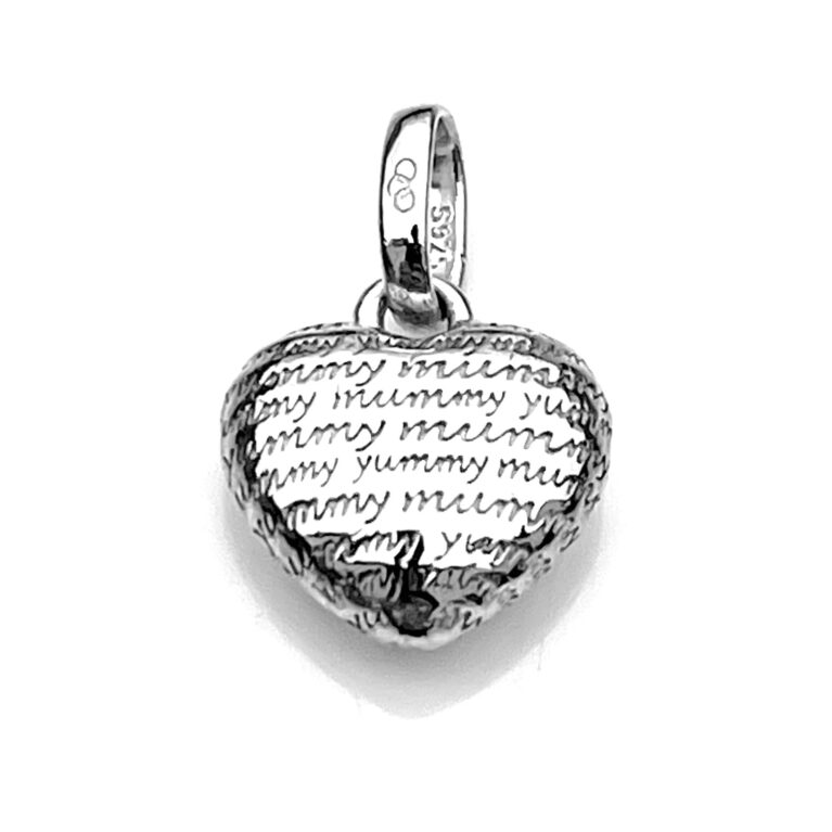 Front view of vintage Links of London sterling silver Yummy Mummy charm