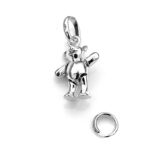 Detailed shot of sterling silver Classic Teddy Bear charm with 7mm split ring