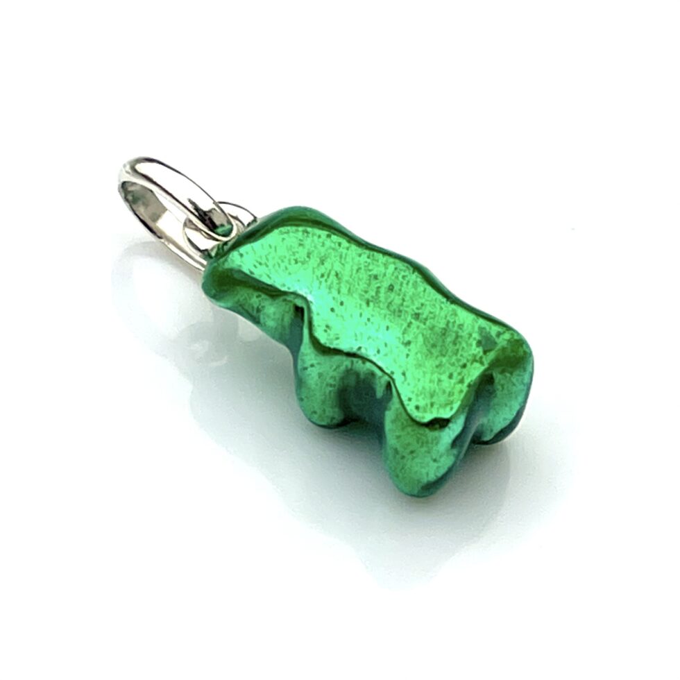 Close-up of Links of London hallmark on Green Gummy Bear