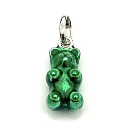 Front view of the 2009 Links of London Green Gummy Bear charm in sterling silver