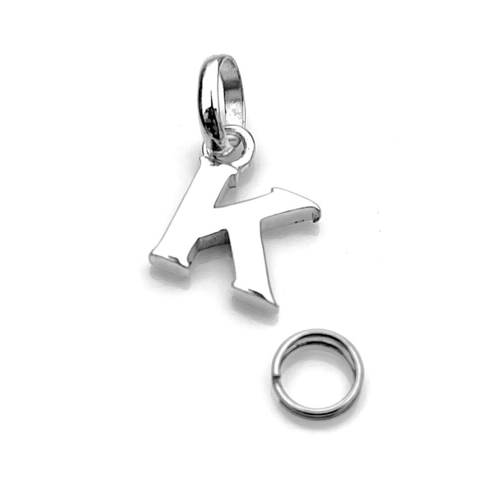 Charm with oval loop/bail and split ring displayed separately