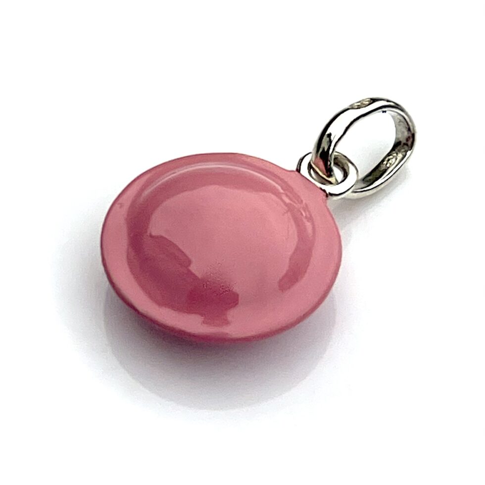 Front view of the 2010 Links of London Pink Flying Saucer charm in sterling silver
