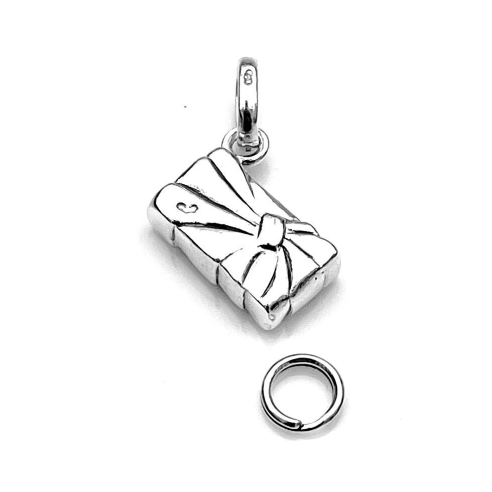 2009 Links of London sterling silver Gift Box charm with bow detail