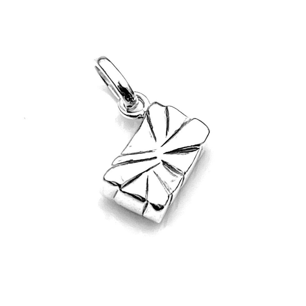 Detailed shot showing the polished finish of the Gift Box charm