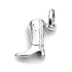Close-up of the polished silver finish on the Cowboy Boot charm