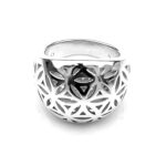 Vintage Links of London Sterling Silver Domed Ring | Geometric Floral Design