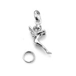 Detailed shot of sterling silver Fairy charm with 7mm split ring
