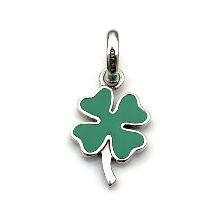 the Links of London Sterling Silver Four Leaf Clover Charm with Green Enamel