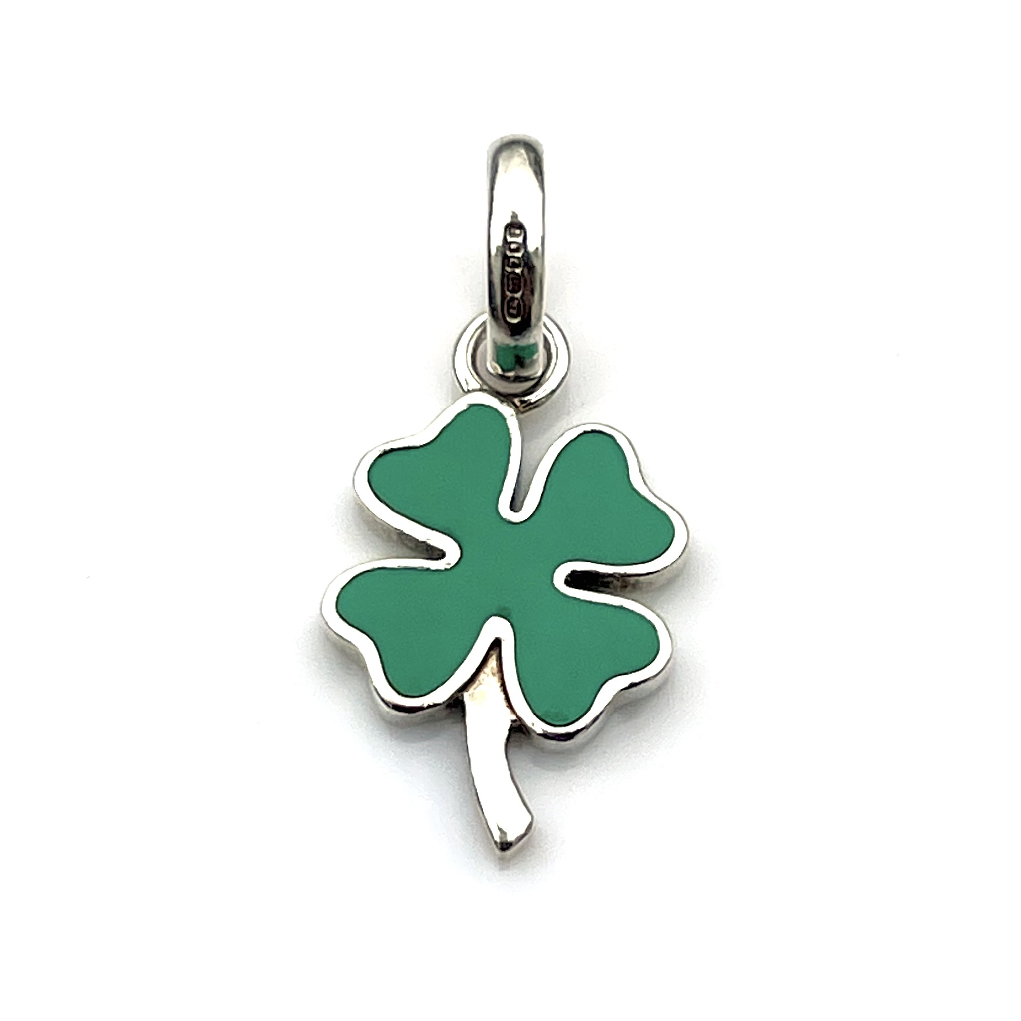 the Links of London Sterling Silver Four Leaf Clover Charm with Green Enamel