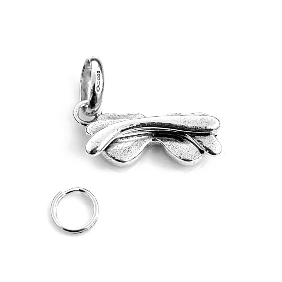 sterling silver Heart Glasses charm with 7mm split ring