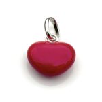 Close-up of bold hot pink enamel finish on the Heart charm