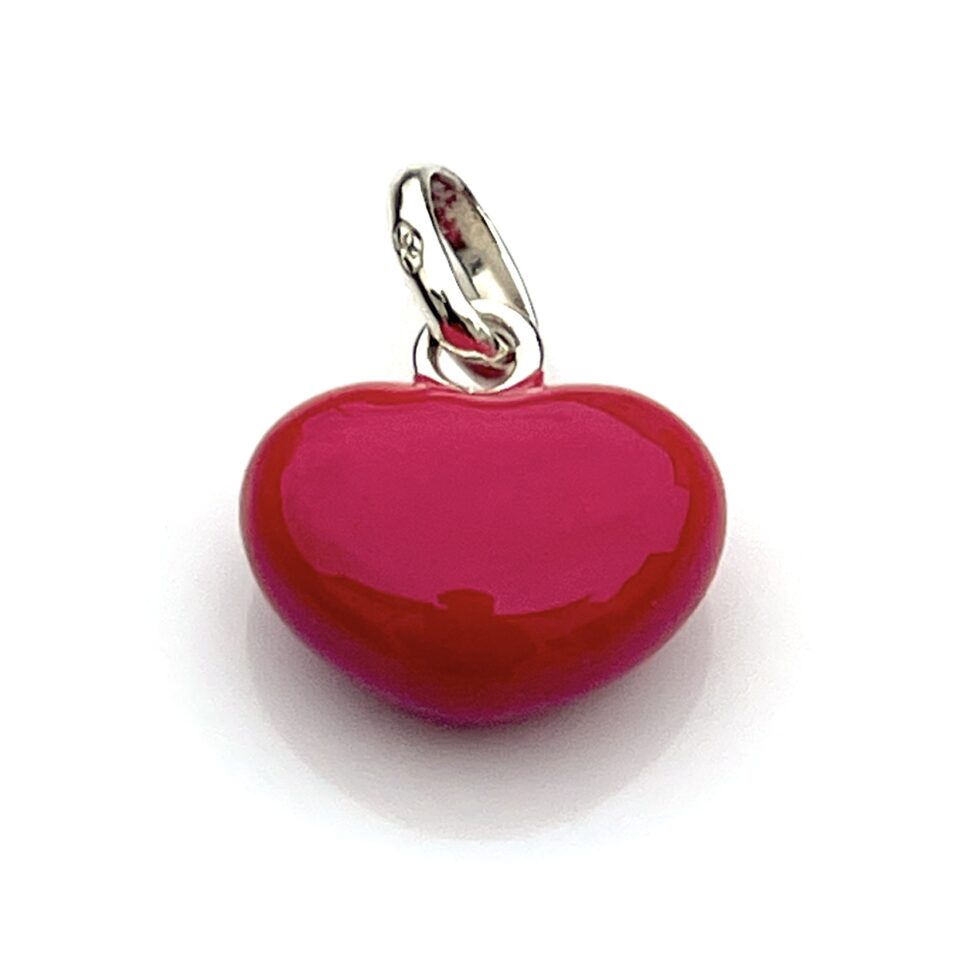 Front view of the 2008 Links of London Hot Pink Heart charm in sterling silver"