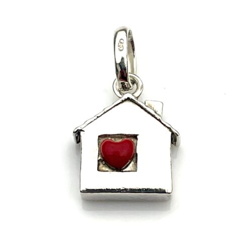 Links of London Sterling Silver House Charm with Red Heart.