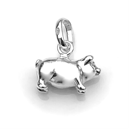 Front view of 2007 Links of London sterling silver Pot Bellied Pig charm