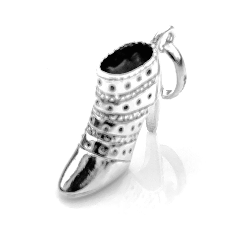 Close-up of the detailed stiletto heel on the Ankle Boot charm