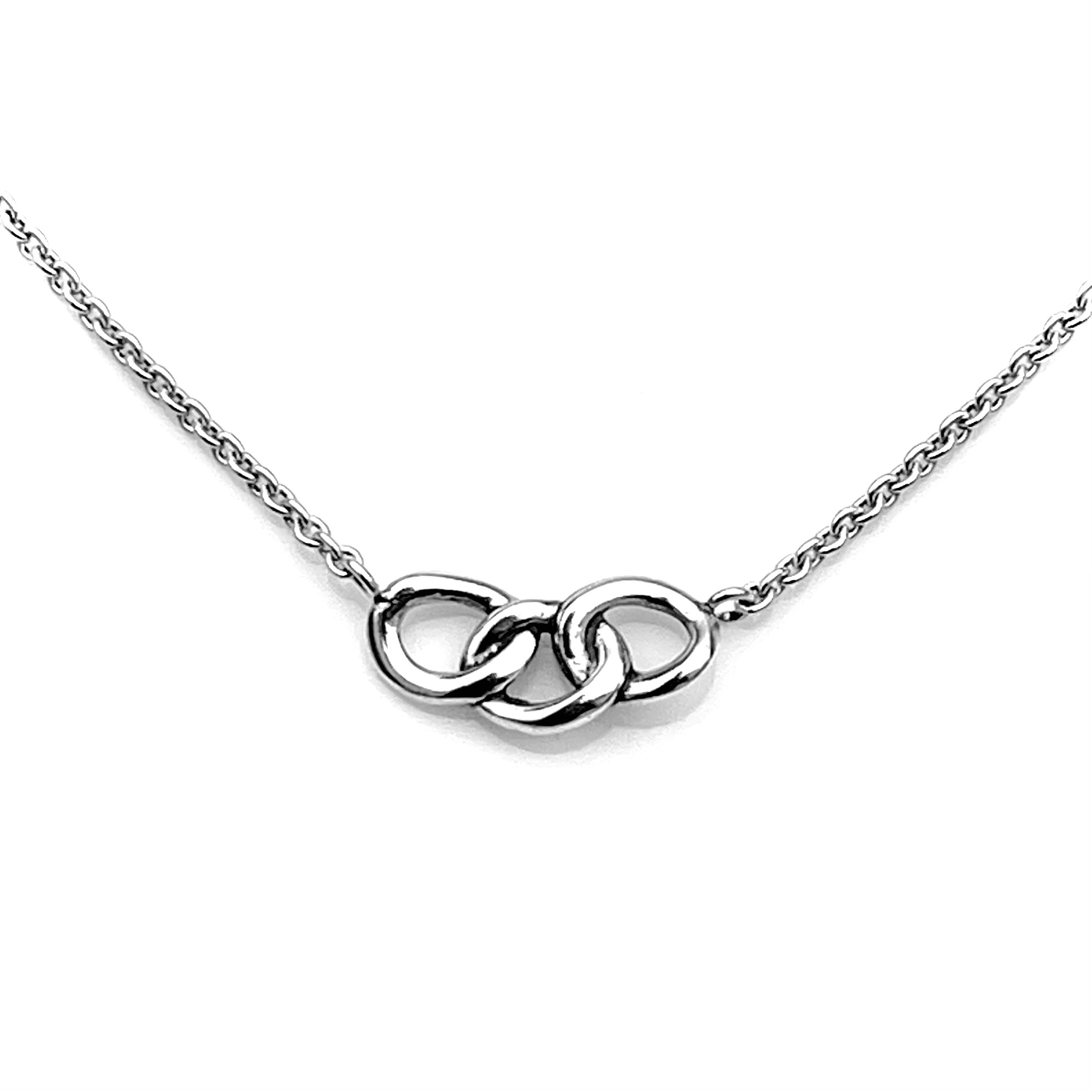 Front view of the Links of London Signature Mini Necklace with three-ring motif