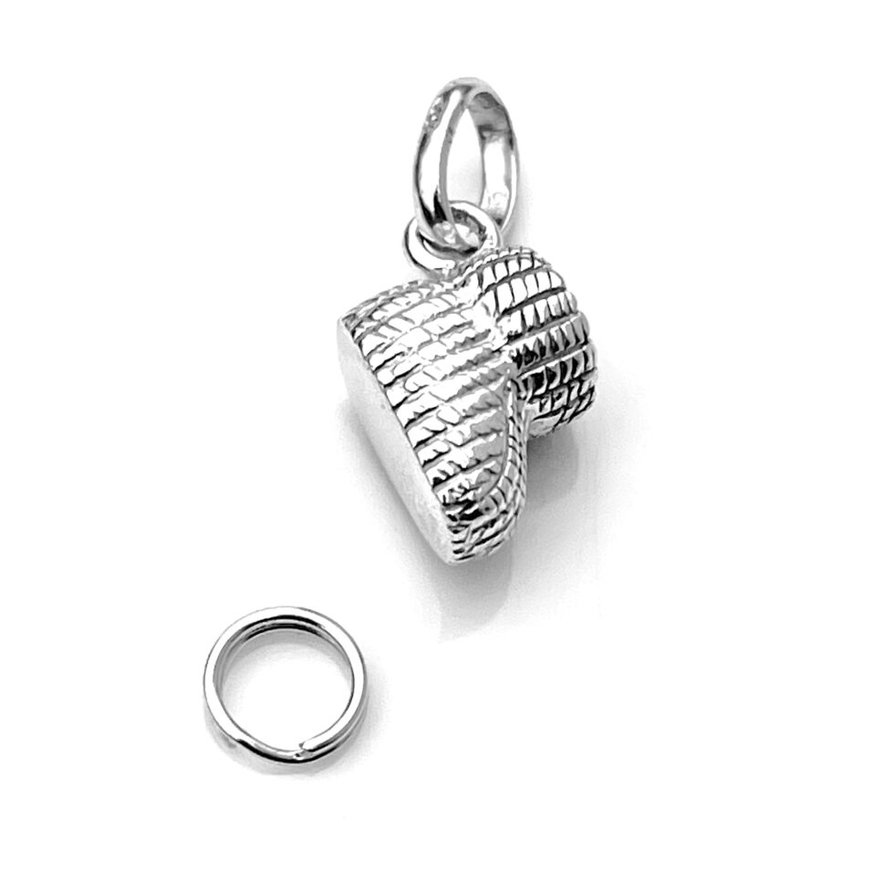Links of London Knitted Baby Bootie Charm in sterling silver.
