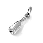 Detail shot of the bottle’s smooth sterling silver finish