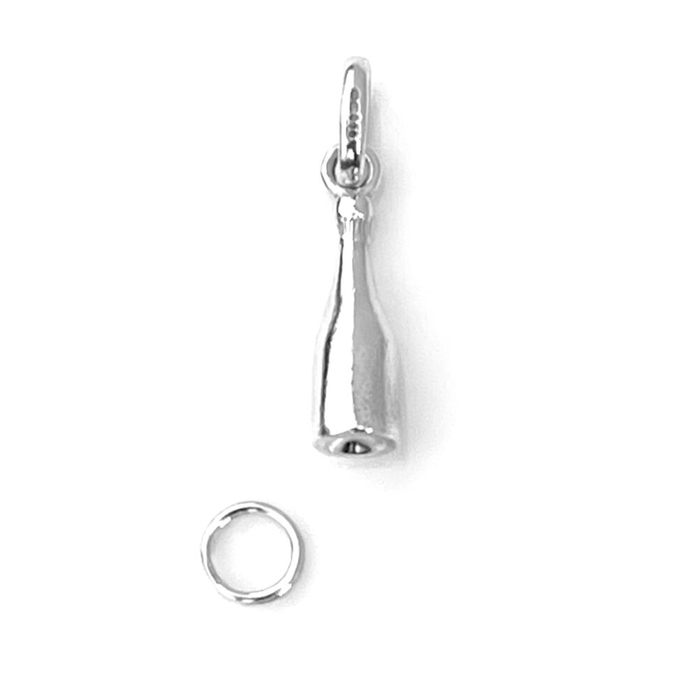 Close-up of the oval bail and split ring on the Champagne Bottle Charm.