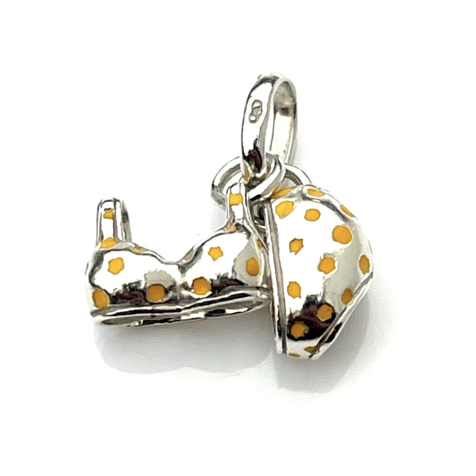 Close-up of the 2009 Links of London Yellow Polka Dot Bikini Charm.
