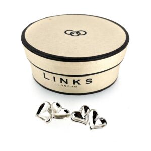 2004 Links of London Thumbprint Heart Cufflinks showing the vintage box