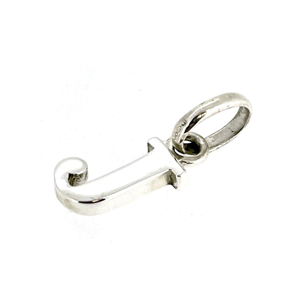 back side of the vintage Links of London Sterling Silver Letter J Charm.