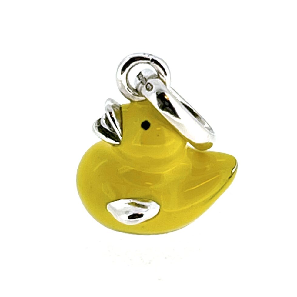 side view of the 2008 Links of London Silver Rubber Ducky Enamel Charm.